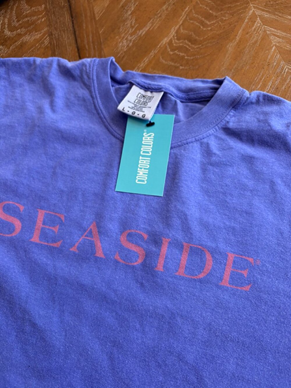 Seaside Florida LARGE Unisex Garment Dyed Comfort Colors® T-Shirt PERIWINKLE - Picture 2 of 4